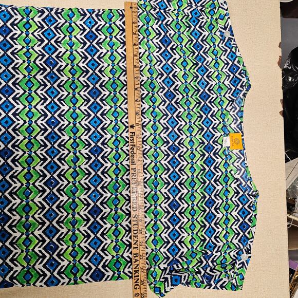 Ruby Rd. Ikat Tropical Semi Sheer Blouse Sz M Colorful Aztec - Picture 5 of 7